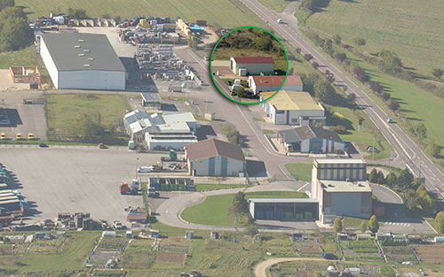 Vue aérienne de la zone d'activité de Sainte Colombe sur seine où est implantée DEP'Elec spécialisée en Electricité générale installation dépannage région Châtillon-sur-Seine